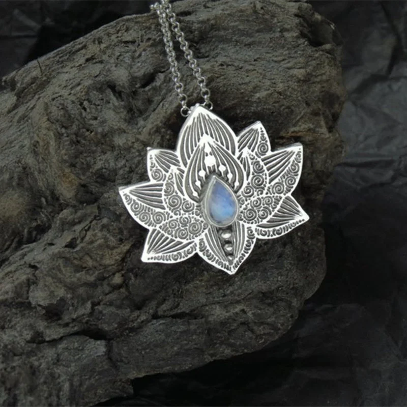 

Vintage Lotus Lady Necklace Fashion Crystal Jewelry Pendant Jewelry Accessories