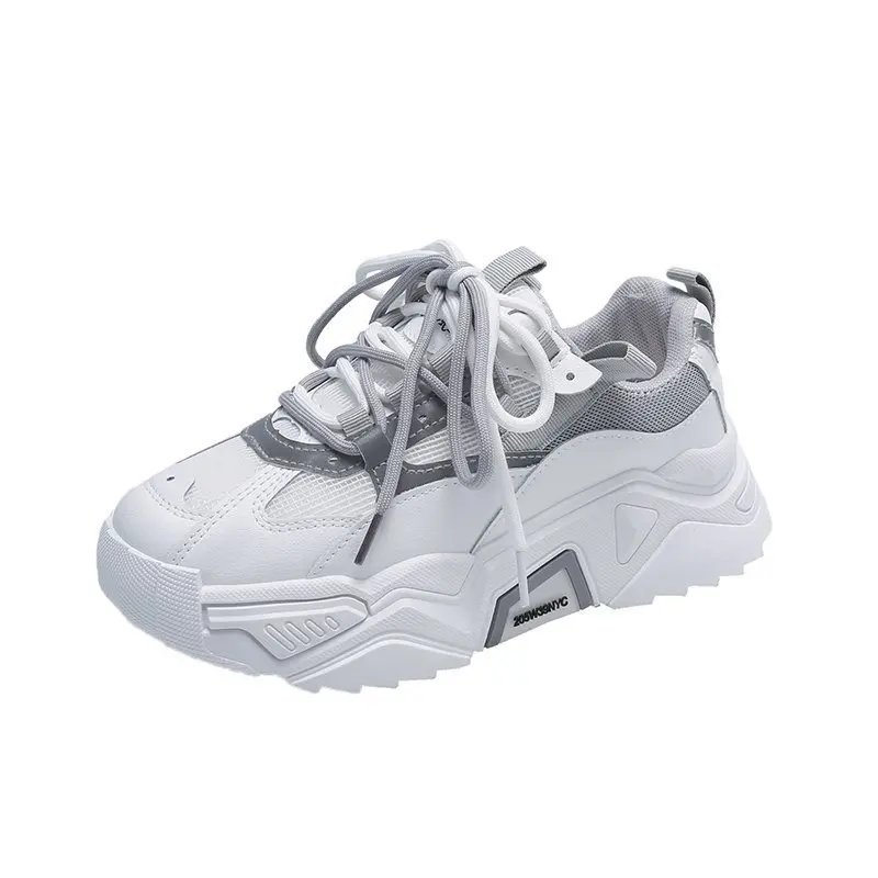 

2021 New White Platform Sneakers Women Chunky Dad Shoes Woman Best Walking Women Casual Lace-up Flats Women Vulcanized Footwear