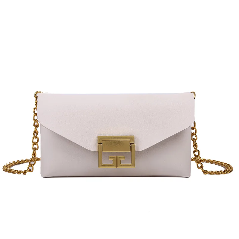 Новинка 2020 Корейская женская тонкая сумка конверт с цепочкой и застежкой