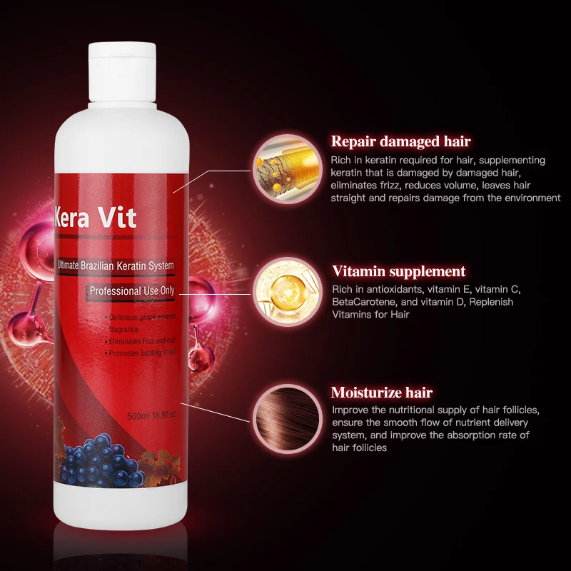 

Hot Sale 500ML Brazilian Keratin Treatment 5% Formalin Straighten and Repair Normal Cruly