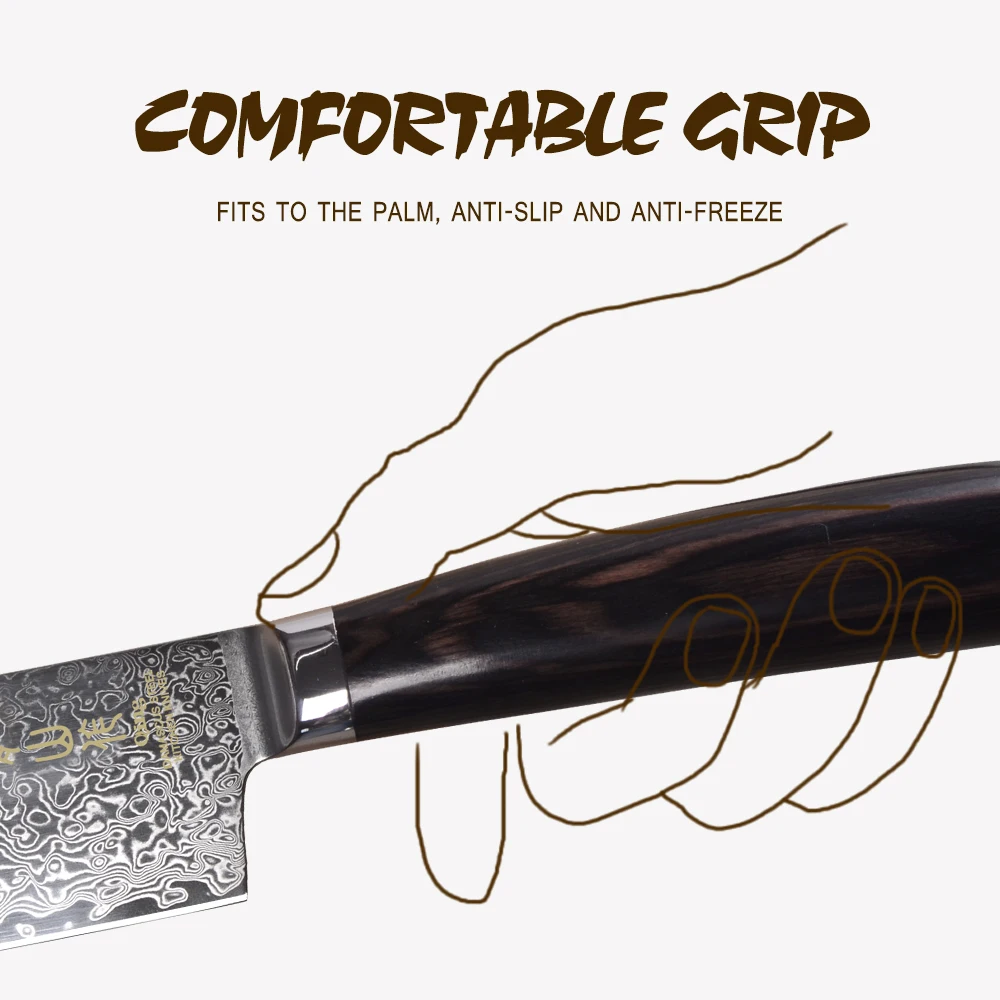 Японский нож сантоку Qing ножи из высокоуглеродистой дамасской стали дамасский