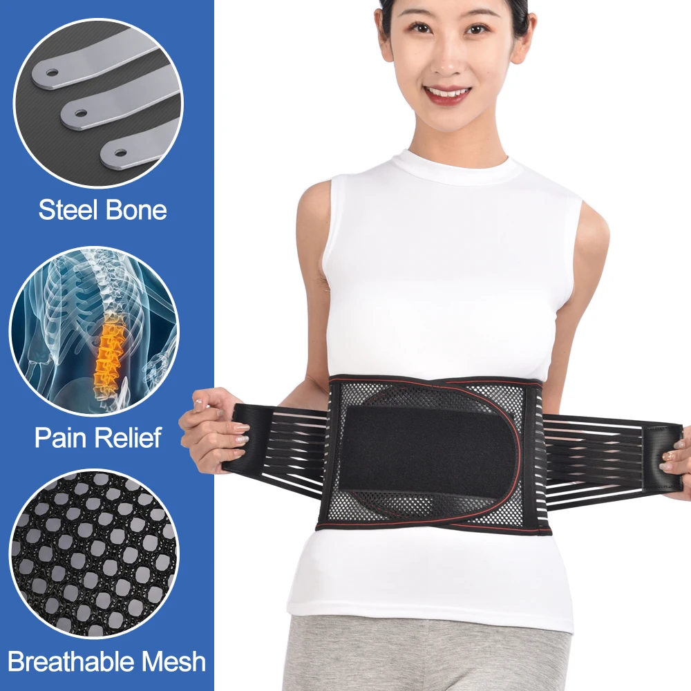 

Double Elastic Band Steel Bone Back Brace Lumbar Orthopedic Protection Waist Support Herniated Disc Sciatica Injury Muscle Belt