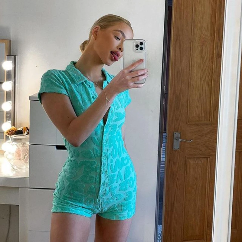 Комбинезон женский на пуговицах с буквенным принтом облегающий Ромпер домашняя