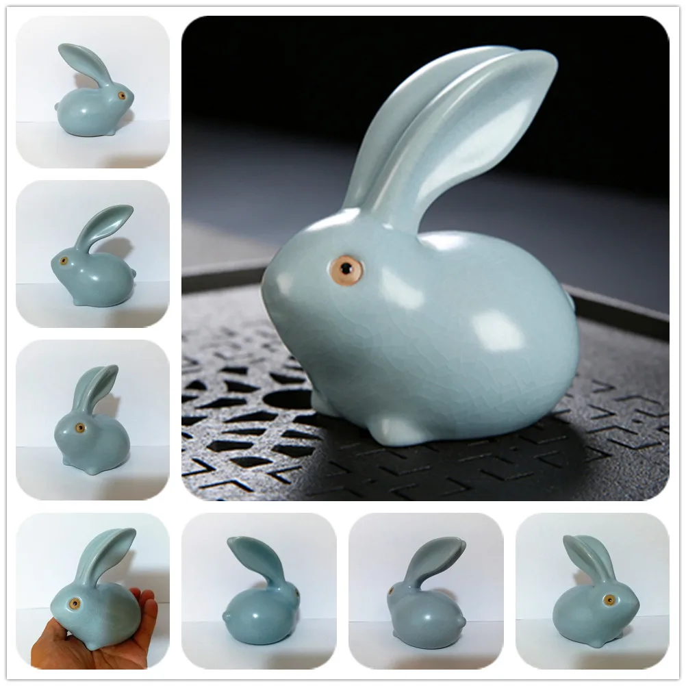 

Ru kiln rabbit Desk Ornaments Mini Gardening Decor Bonsai Miniascape Decoration Articles Potted Landscape Handicraft Gifts