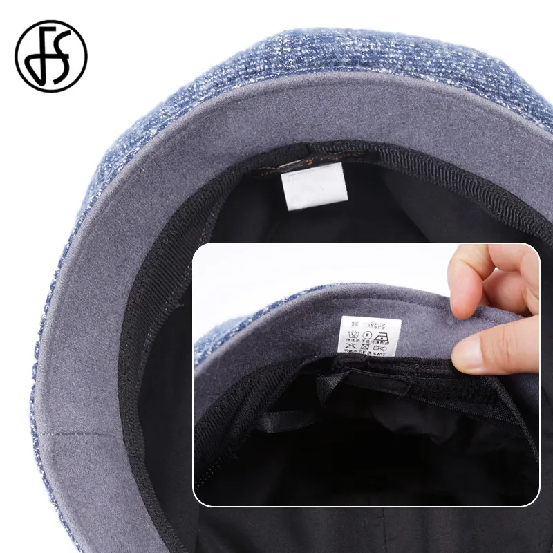 FS элегантные женские береты для женщин шерстяная фетровая шапка зимняя теплая с