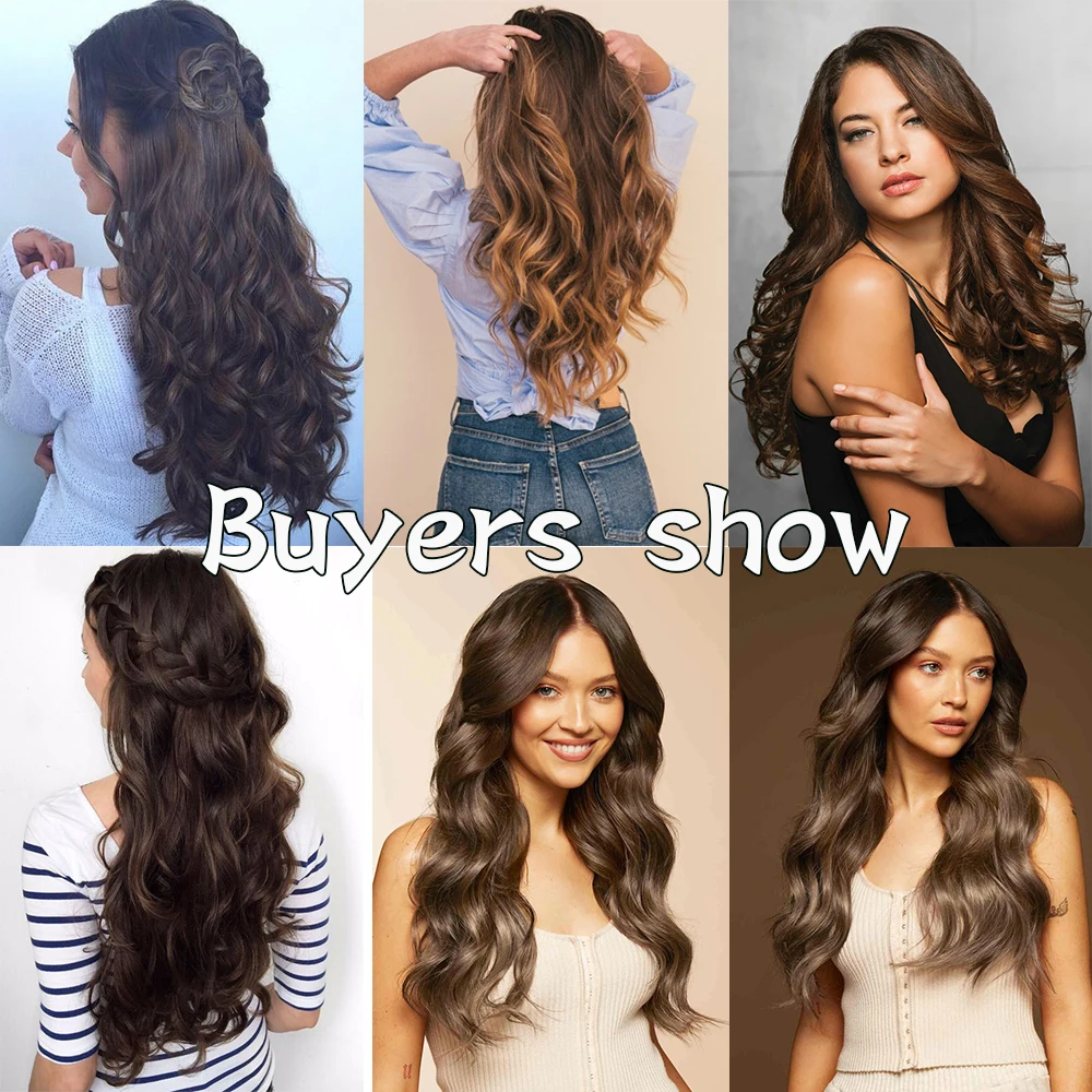 Длинные волнистые прически синтетические удлинители волос с 5 зажимами 22 дюйма