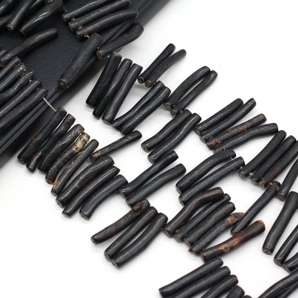 

Natural Coral Dyed Black Irregular Strip Shape Spaced Loose Beads for Jewelry Making DIY Bracelet Accessories Gift 4x30-6x43mm