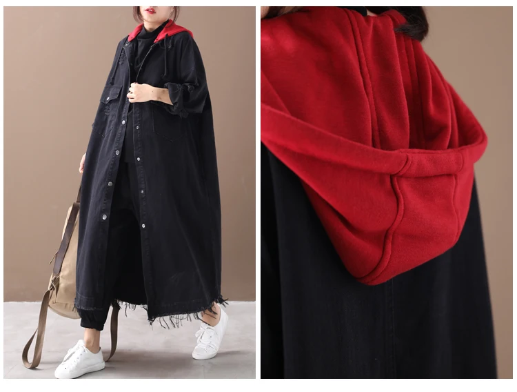 Max LuLu осенняя одежда модные корейские роскошные женские джинсовые тренчи женские с капюшоном Большие винтажные длинные ветровки