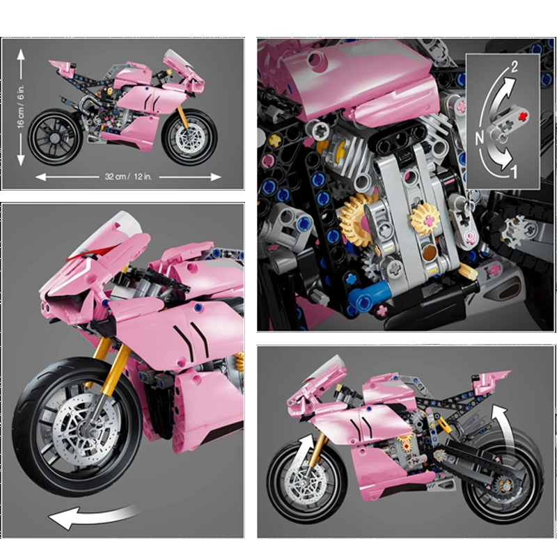 

Mailackers High Tech Car Motorcycle Supercar Classic Off Road Motorbike Racing Building Blocks High Tech Motor Bricks Kids Toys