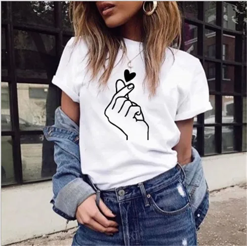 Женская футболка с коротким рукавом круглым вырезом и принтом|Футболки| |