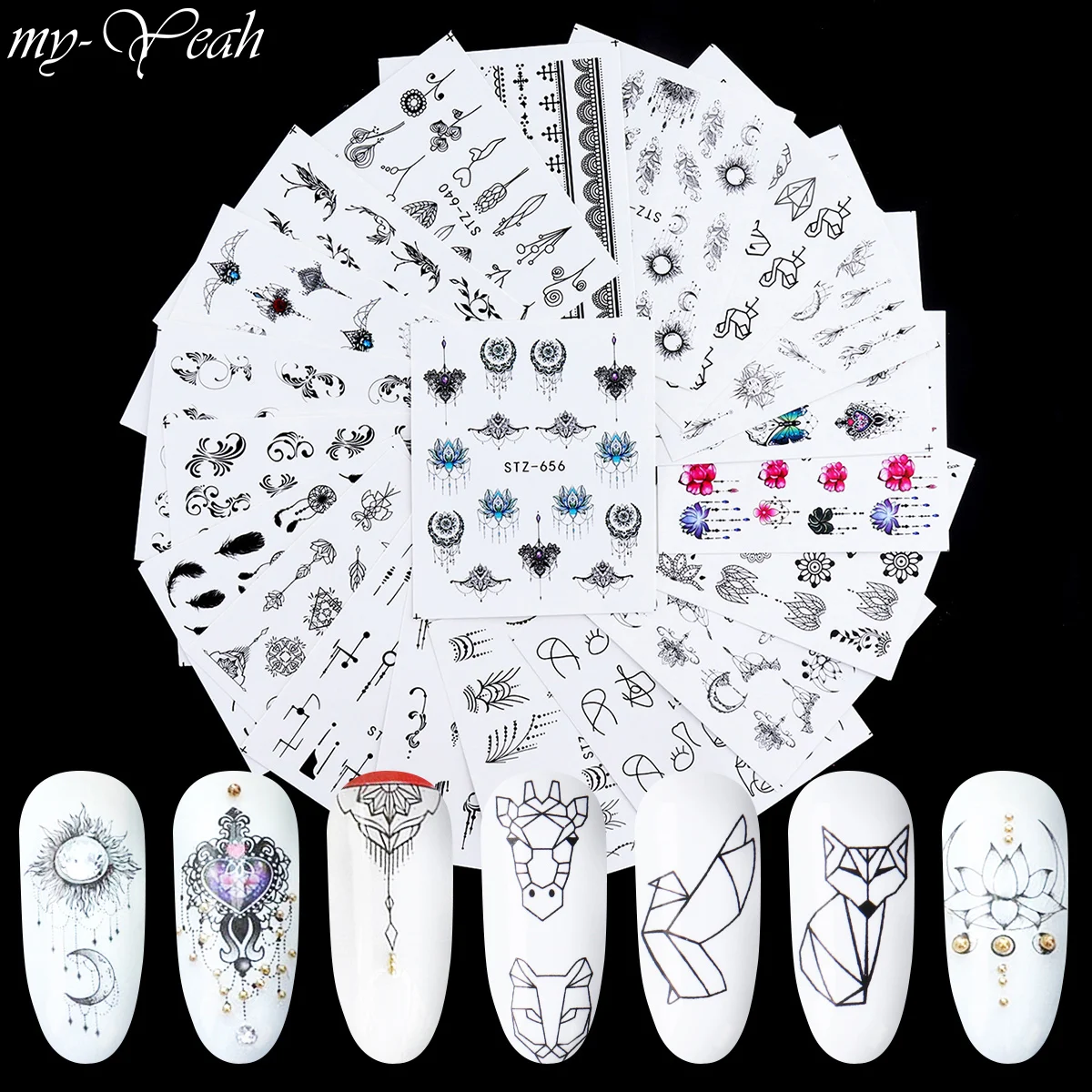 My-да набор из 24 штук Нейл-арт переводятся с помощью воды наклейки водяной знак