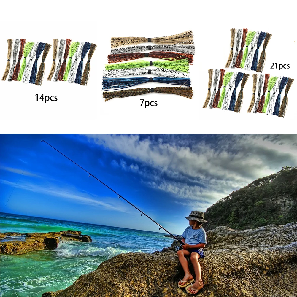

7 / 14 / 21 Bundles Bass Jig Skirts 44 Strands Fishing Jig Skirt Lure Tackles Craft Squid Skirts Fly Tying Material 2020 New