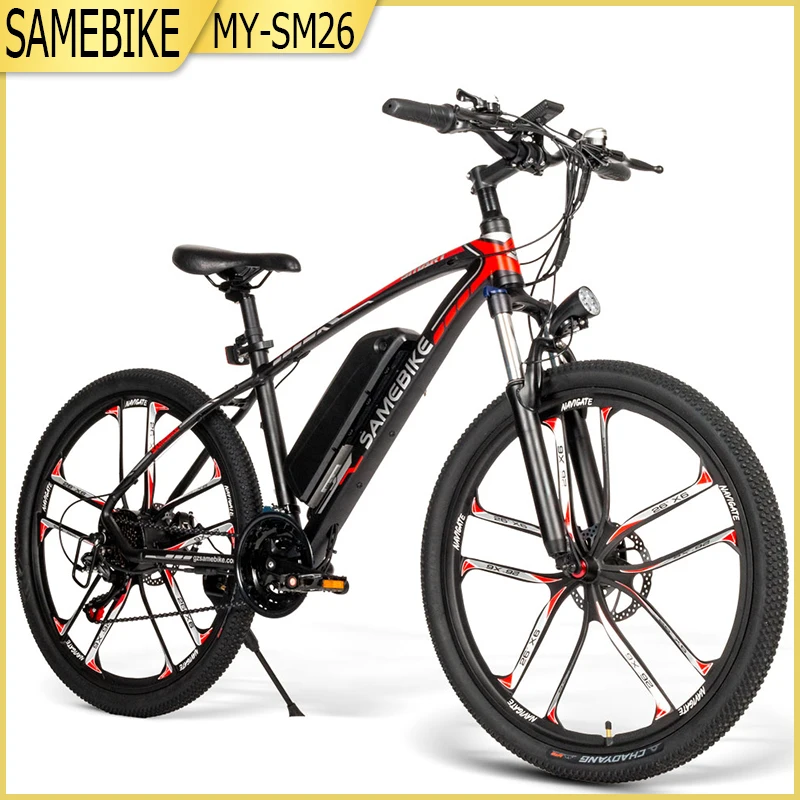 SAMEBIKE MY-SM26 горный велосипед 26 Дюймов 48V 350W, фара для электровелосипеда в 3 режима 21 Скорость 80 км пройденное расстояние в милях электрического велосипеда и литий-ионный аккумулятор для Батарея - изображение