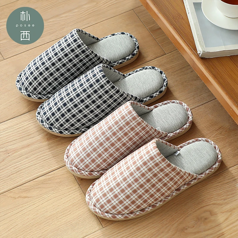 POSEE/тапочки из хлопка и льна теплая зимняя обувь домашние тапочки теплые женские