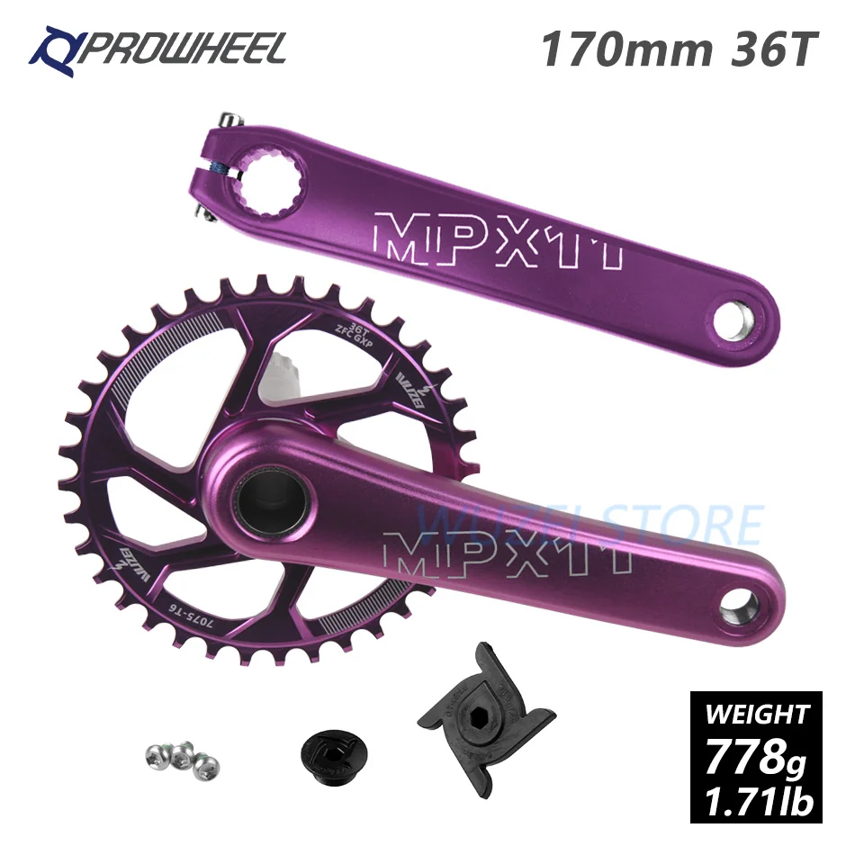 170mm Purple 36T PROWHEEL MPX11 шатун для горного велосипеда 170 мм кривошипная Звездочка алюминиевый сплав mtb части велосипеда для SRAM GXP XX1 X9 XO X01 - Цвет: 170mm Purple 36T