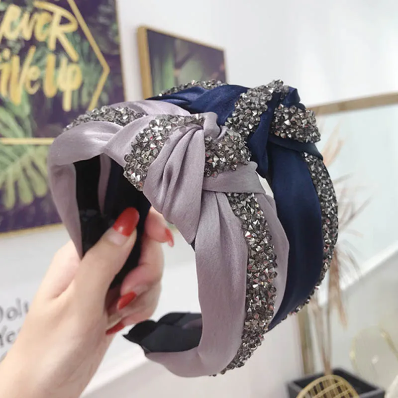 Q шик ободок Женская повязка на голову модная Топ крест узел широкая лента для