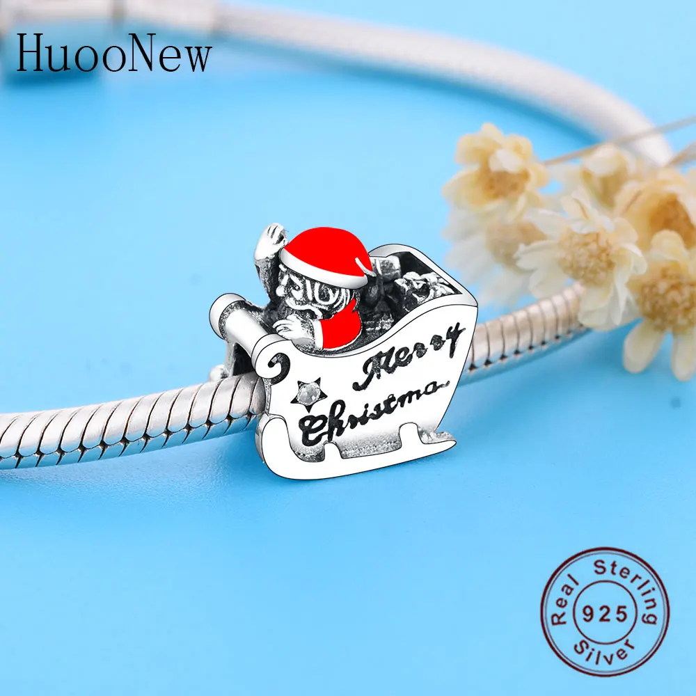Санта Клаус Драйв сани бусы волна Fit оригинальные Амулеты Браслет Счастливого