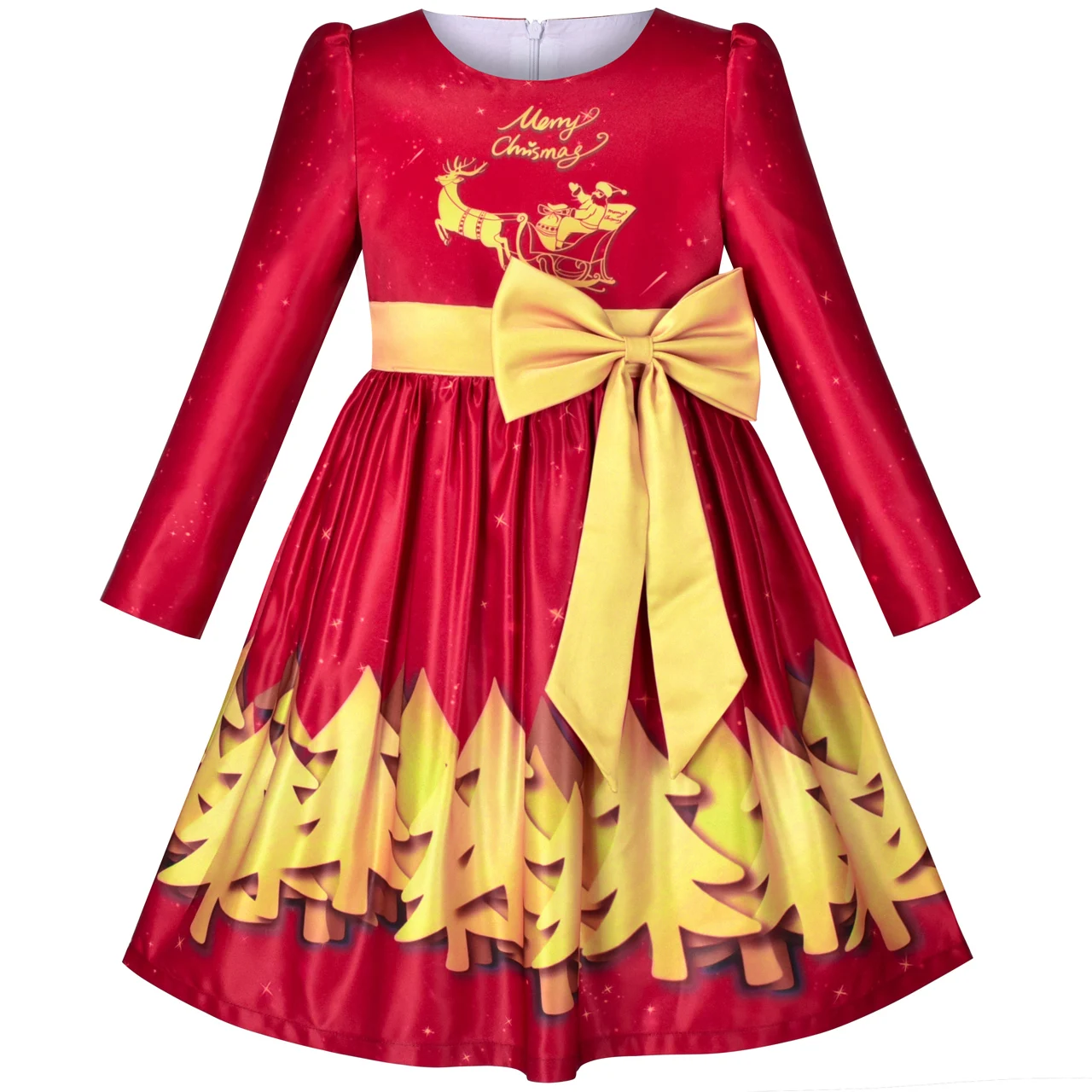 

Girls Dress Christmas Red Gold Tree Reindeer Year Party 2020 Summer Princess Wedding Dresses Children Clothes Pageant Sundress