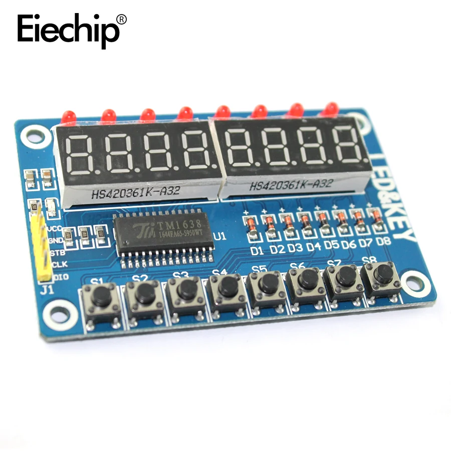 

TM1638 LED Display Module 16 Keys 7 Segment 8Bit Digital Display Button Driver Board electronic Digital Tube For Arduino