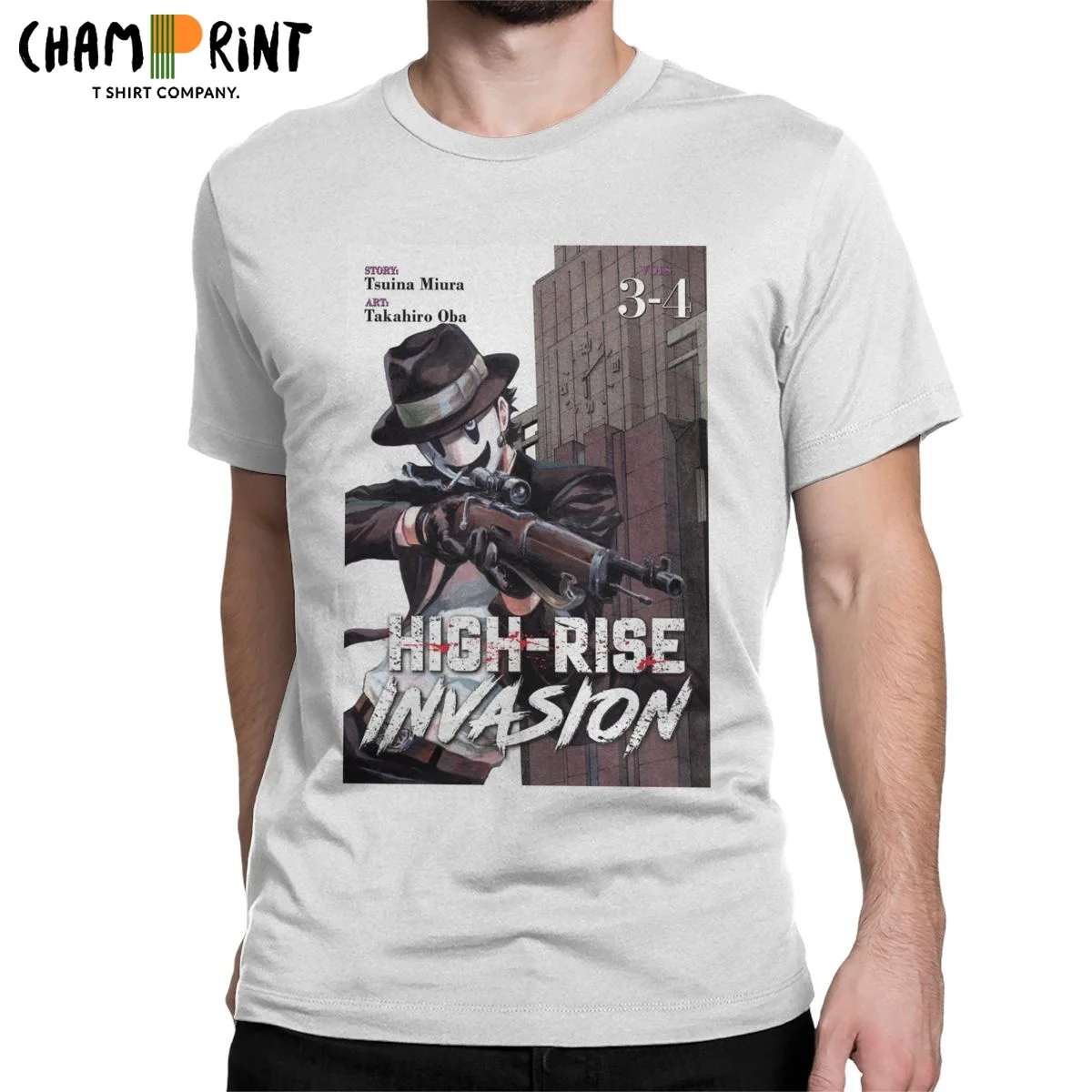 Мужская футболка с высокой посадкой изображением маски снайпера необычные