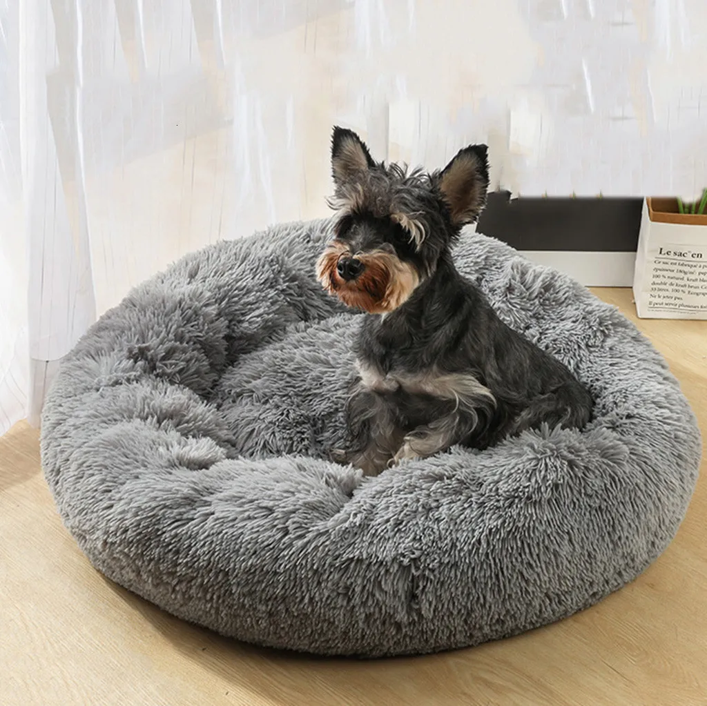 Cat Bed Round Plush House Pet Dog Bed Kitten Kennel Winter Warm Sleeping Bag Puppy Cushion Mat Portable Cat Supplies Cats Nest