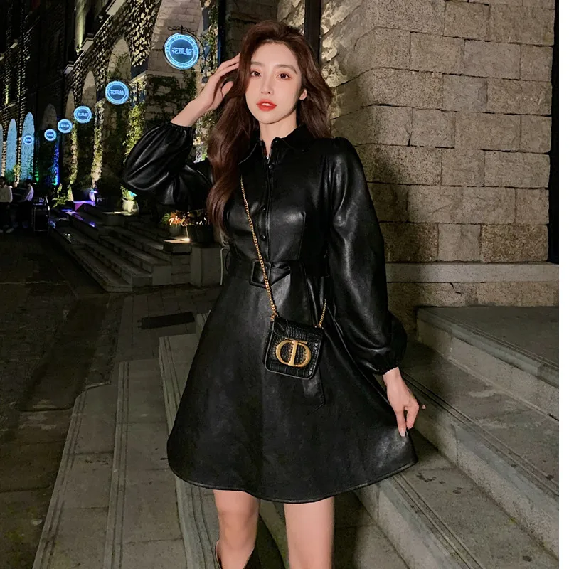 

COIGARSAM Women one-piece dress korean New Dresses Black 8973