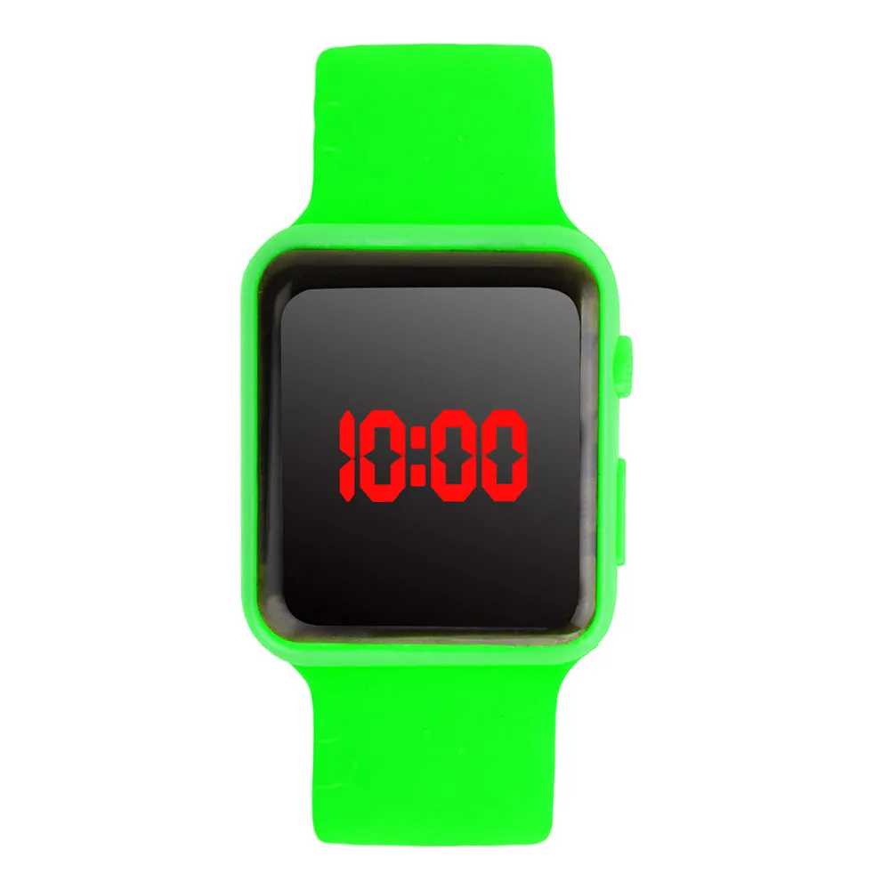 Green Модные унисекс Мужские и женские часы Reloj de los hombres детские цифровые светодиодные спортивные часы с силиконовым ремешком Наручные часы Подарки - Цвет: Green