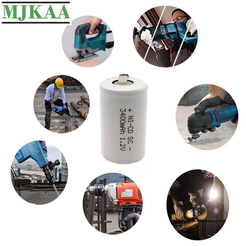 MJKAA 15 шт SC 3400mAh 1 2 V аккумуляторная батарея Sub C Ni cd с заварочными вкладками для