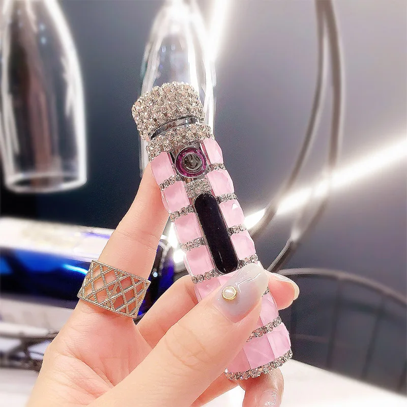 

New Diamond Double Arc Lighter Portable Usb Charging Windproof Induction Cigarette Lighters Personality Creative Lady Gift