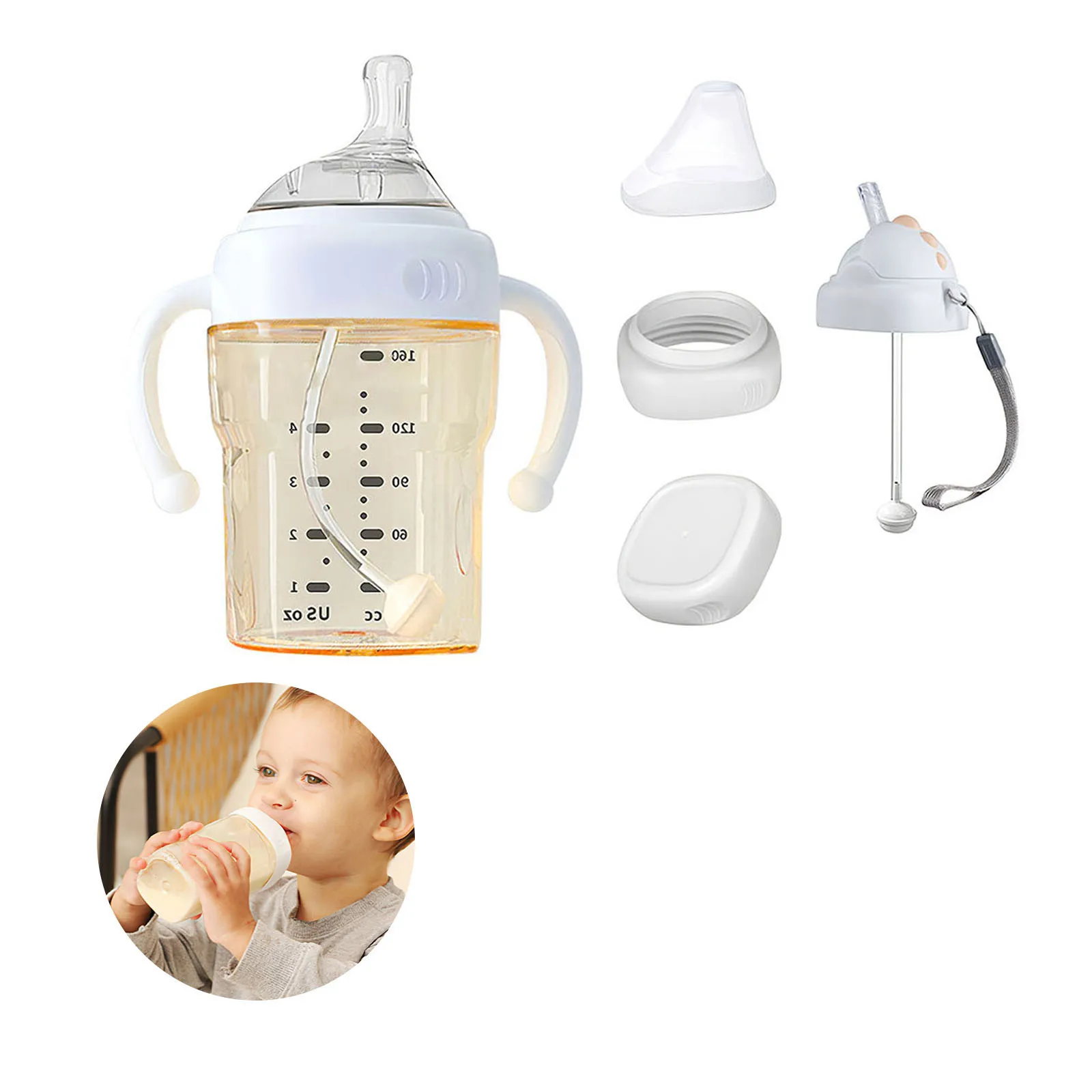 

Cute Baby Bottle Silicone Straw Water Drink Bottles For Baby Milk Feeder Set Baby Feeding Bottle Newborn Baby Bottle Spoon