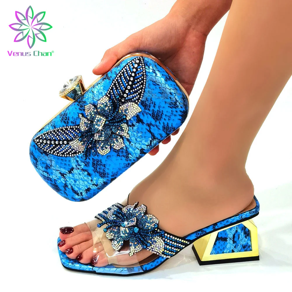 Женские туфли на тонком каблуке синие туфли-лодочки элегантные для свадебной