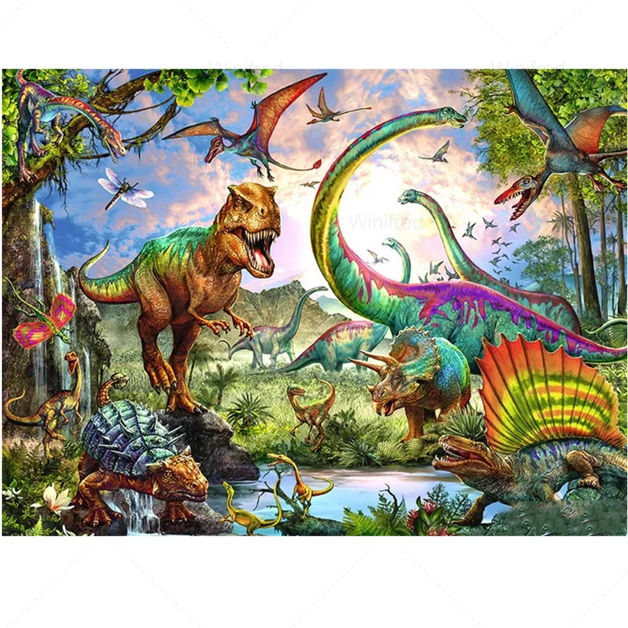 

New Dinosaurs Full Square/round Drill 5D Diy Diamond Painting Tyrannosaurus Rex Diamond Embroidery Cross Stitch Nursery Decor