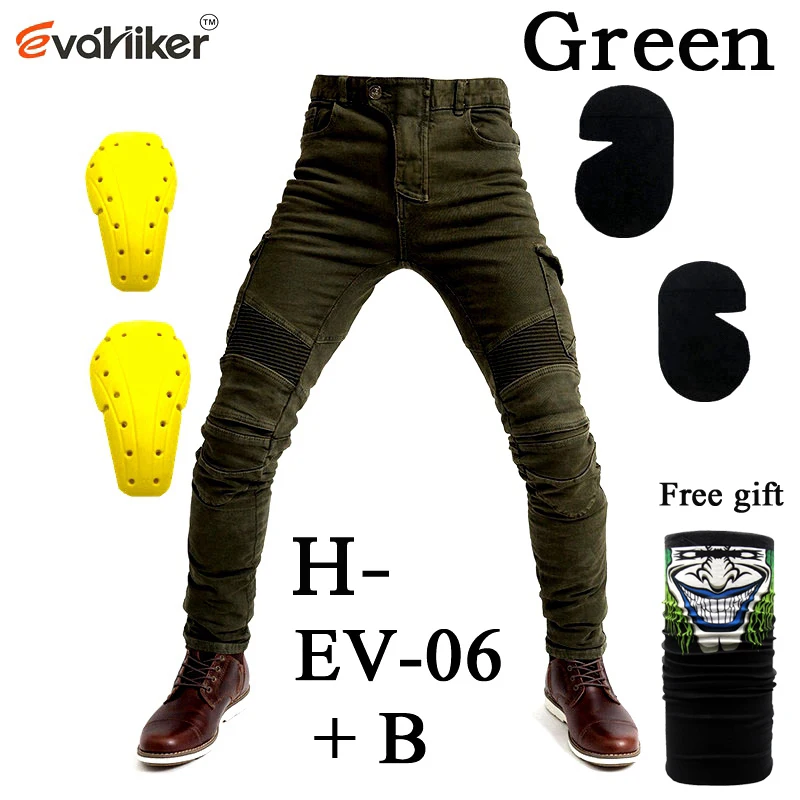 H-EV-06 Green B Дизайн мотоциклетные брюки мужские мото джинсы Защитное снаряжение для езды на велосипеде мотоциклетные брюки 718 штаны для мотокросса С Prote - Цвет: H-EV-06 Green B