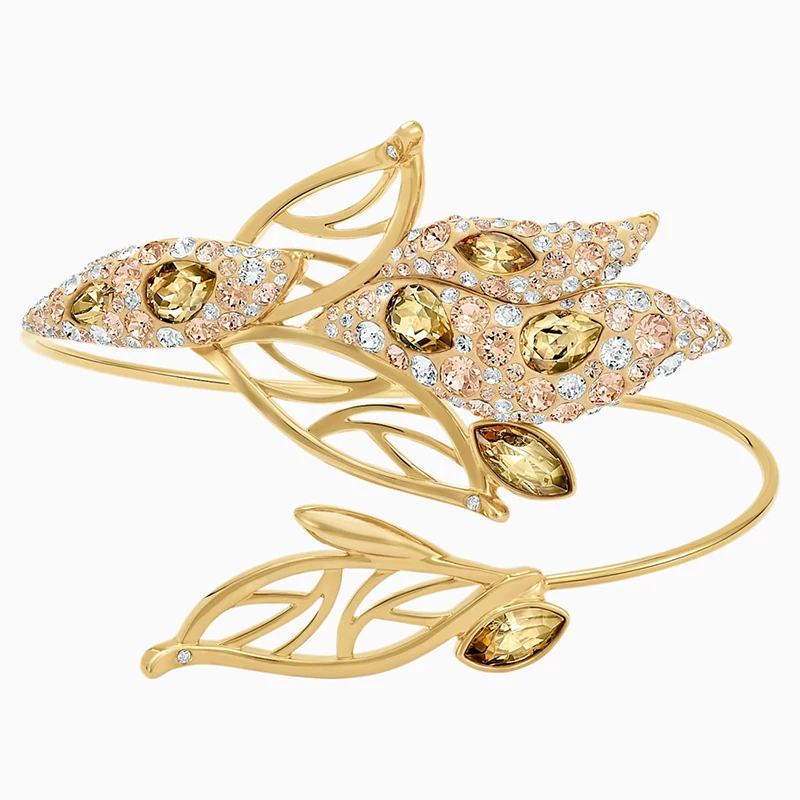 

Fashion Accessories SWA New GRACEFUL BLOOM CUFF Bracelet Gold-Tone Leaves Element Decoration Female Romantic Gift