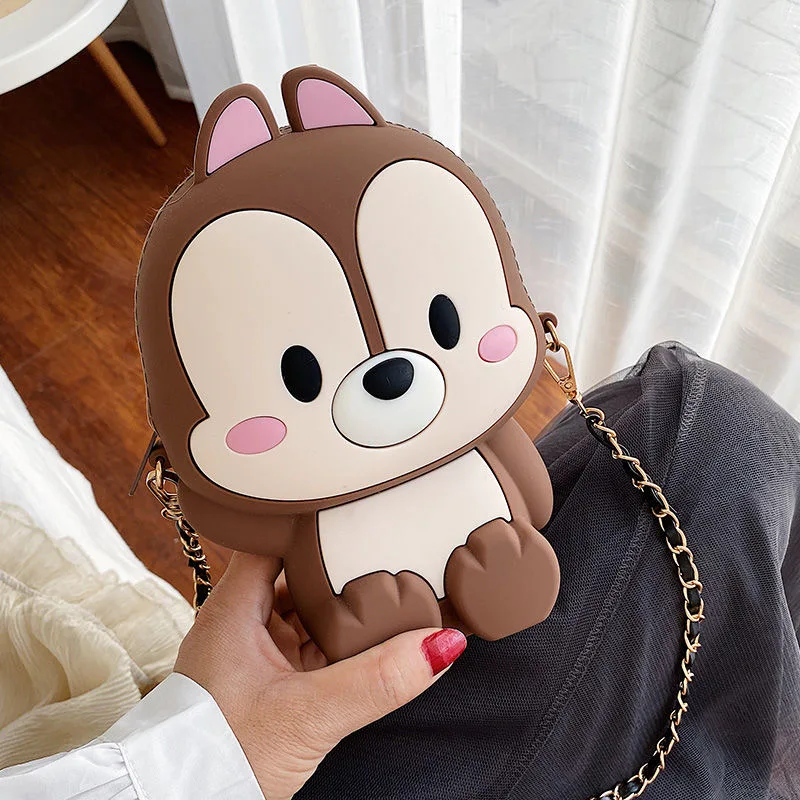 Женская сумка мессенджер из мягкого силикона с мультяшным медведем|Сумки