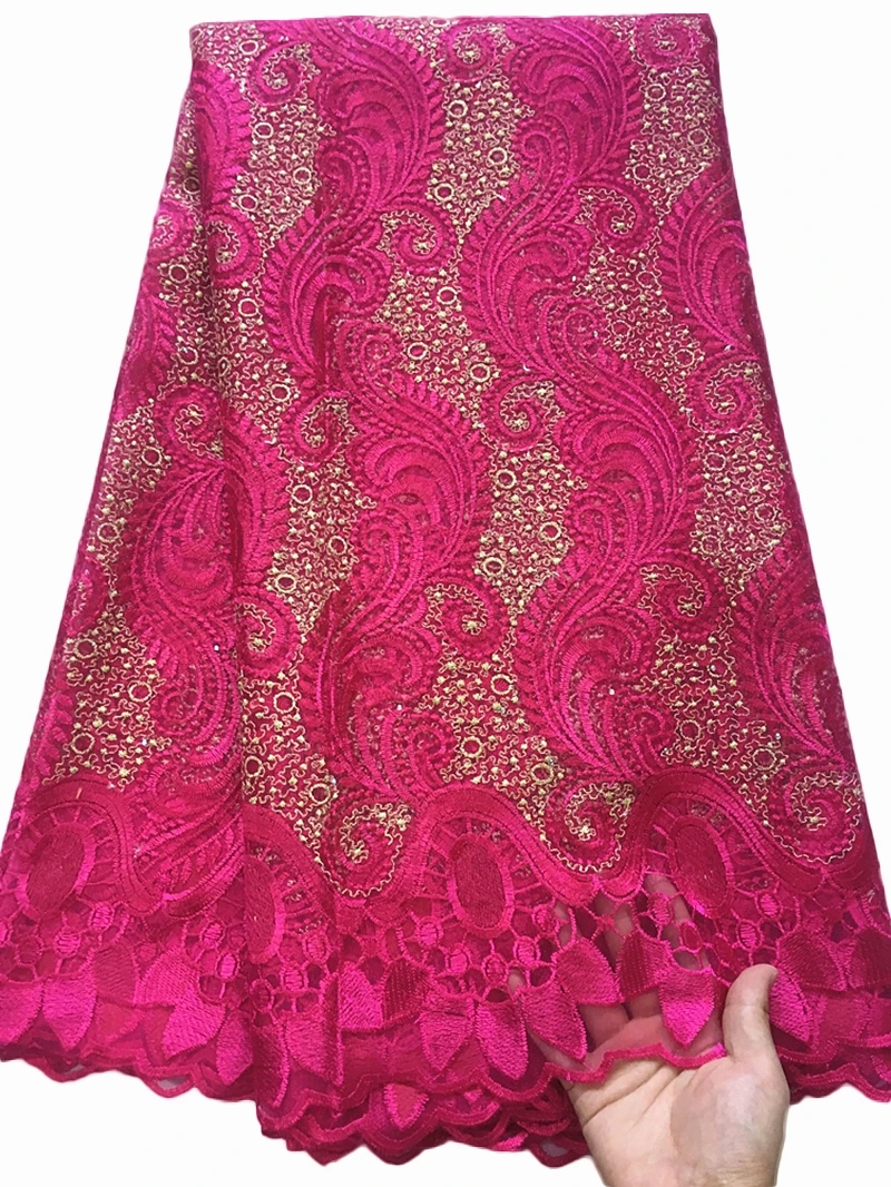 Африканская Тюлевая кружевная ткань с вышивкой вина Высококачественная