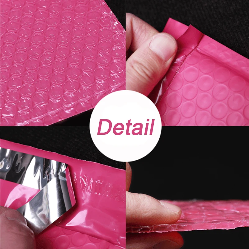 

50Pcs Cheap Bubble Mailers Small Shipping Bag With Bubble Rose Red Plastic Bubble Envelope Waterproof Packaging Bags 4 Sizes