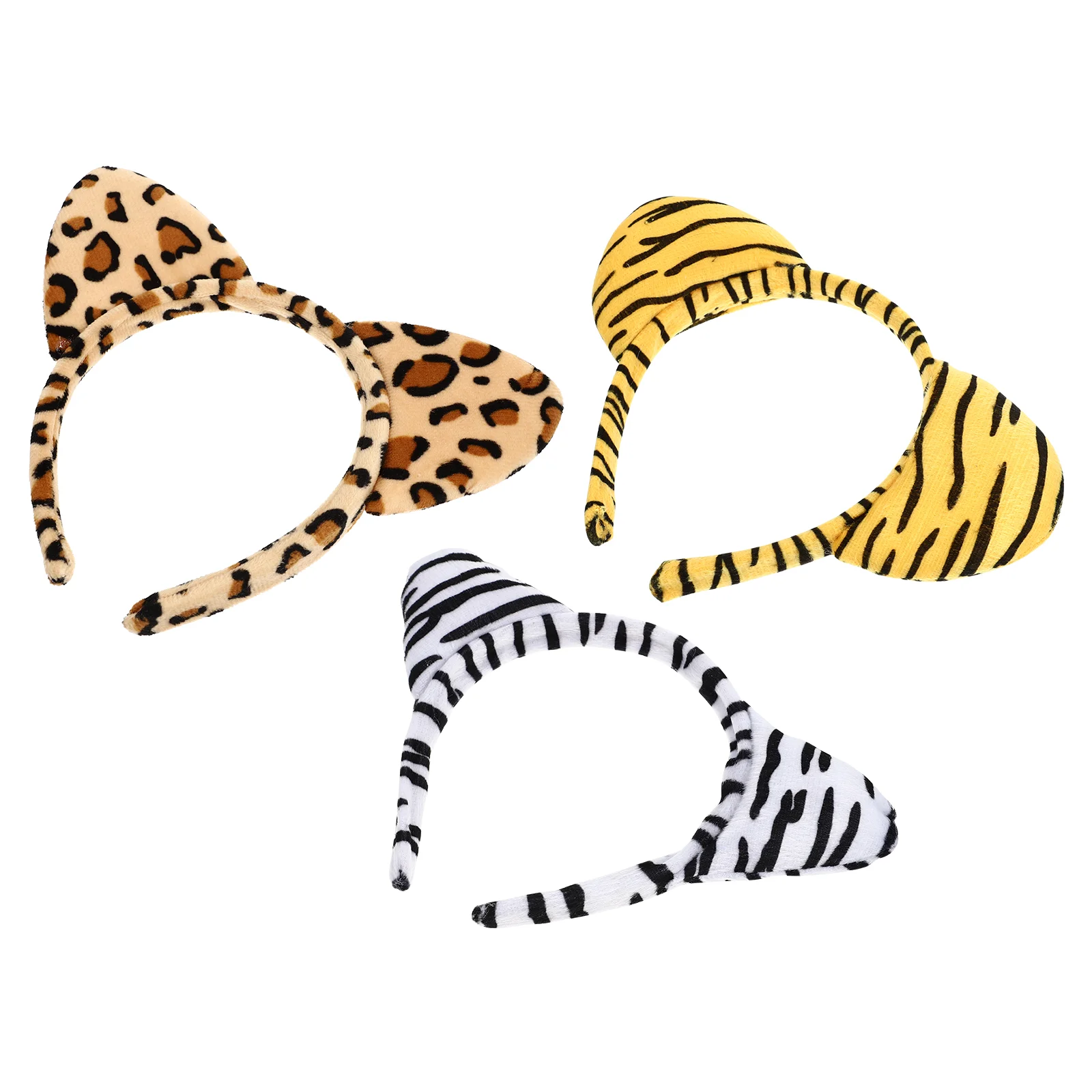 

3Pcs Cartoon Animal Ears Headbands Plush Hair Hoops Decors for Party Kids