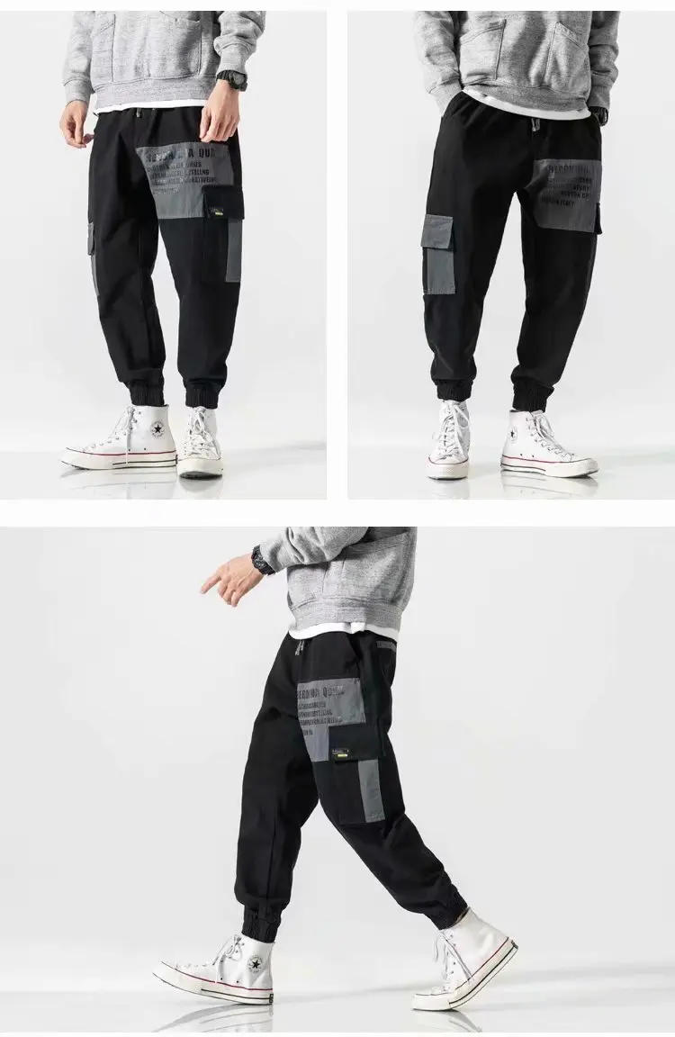 

Men Loose Pockets 2020 Harem Pants Mens Collage Casual Hip Hop Joggers Male Spring Trousers