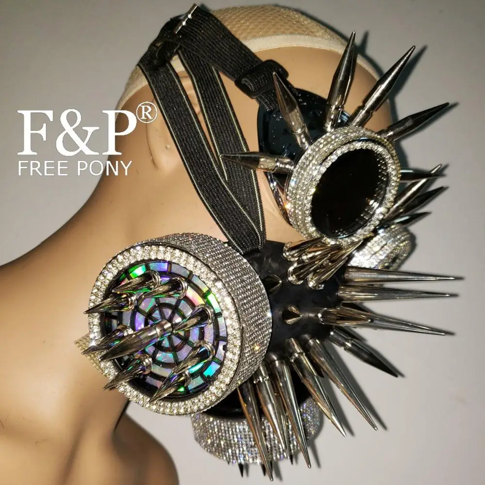 Горящий Человек фестиваль голографические стразы Спайк маска стимпанк очки Драг