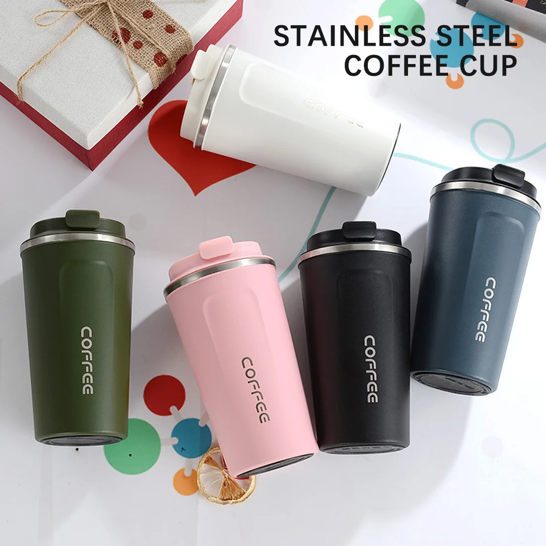 

510/380ml Coffee Cup Thermal mug Vacuum Flask Bottle Keep Insulation Straight Brief Daily Portable Cup For Gifts Stainless Steel