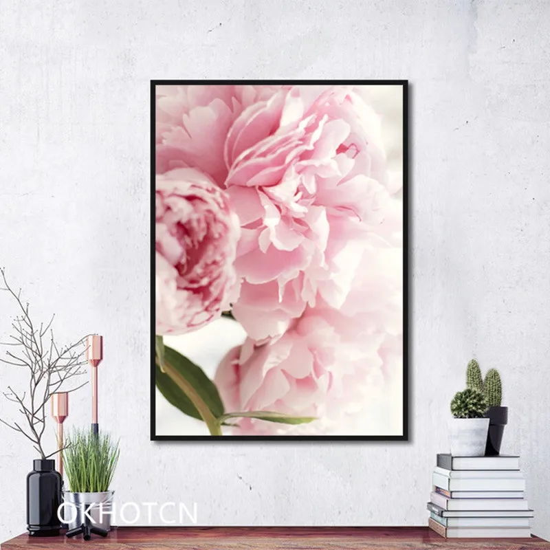 Настенная живопись на холсте розовые цветы Hd печать в скандинавском стиле плакат
