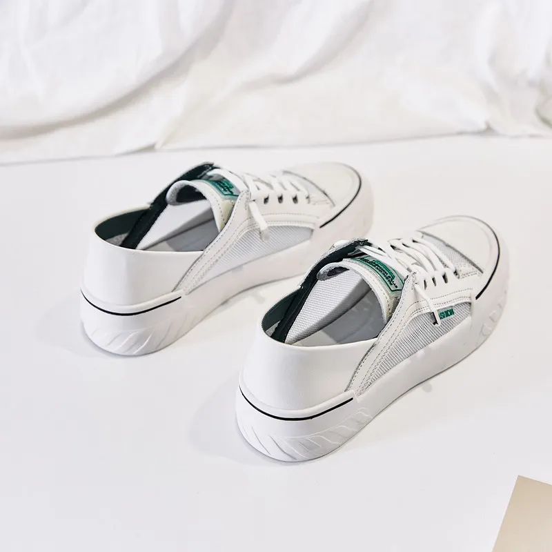 

Women's 2021 new four seasons PU leather leads the fashion trend, soft, all students sports and leisure flat white shoes
