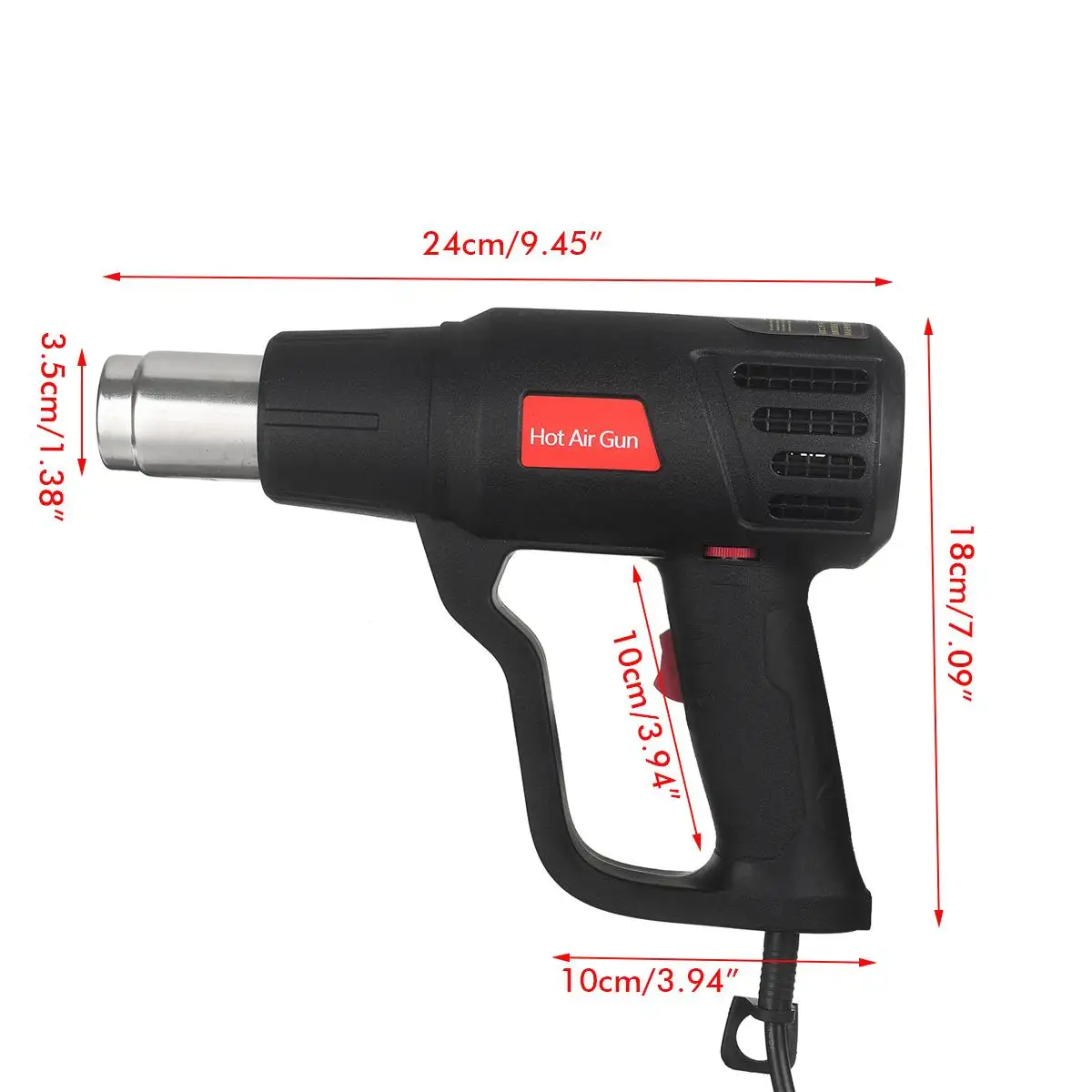

2000W 220V EU Industrial Hot Air Gun Heater Stepless Temperature Adjustable Heat Gun Paint Stripper 4 Nozzles Power Tools