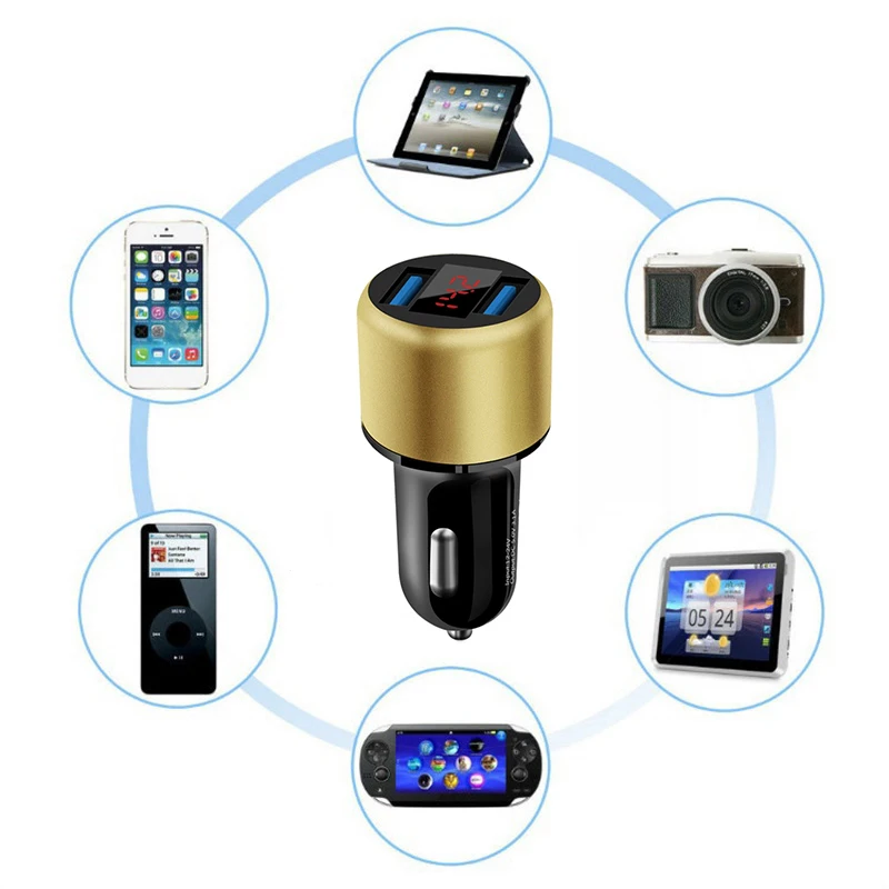 USB Автомобильное зарядное устройство для телефона 3.1A двойной быстрая зарядка