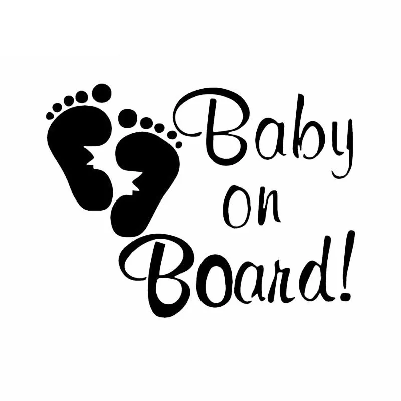 

Car Stickers BABY ON BOARD Footprints Car Stickers Decals Trunk Window Decoration Accessories Waterproof Black/white,16cm*12cm