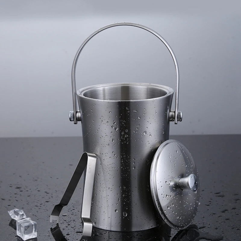 

Stainless Steel Ice Bucket Double Insulation Ice Grain Bucket Wine Bucket Hotel KTV Bar Champagne Bucket Portable 3L