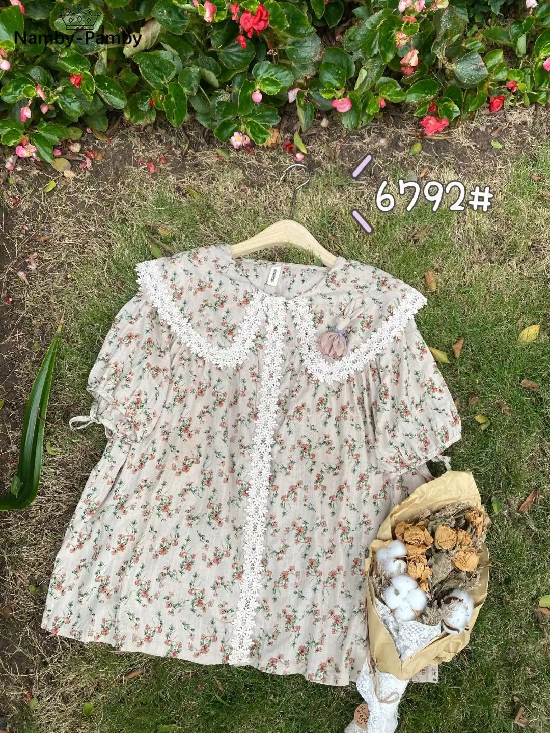 

New summer Sweet Loose floral print shirt women tops single breasted embroidery shirt tops female 6792