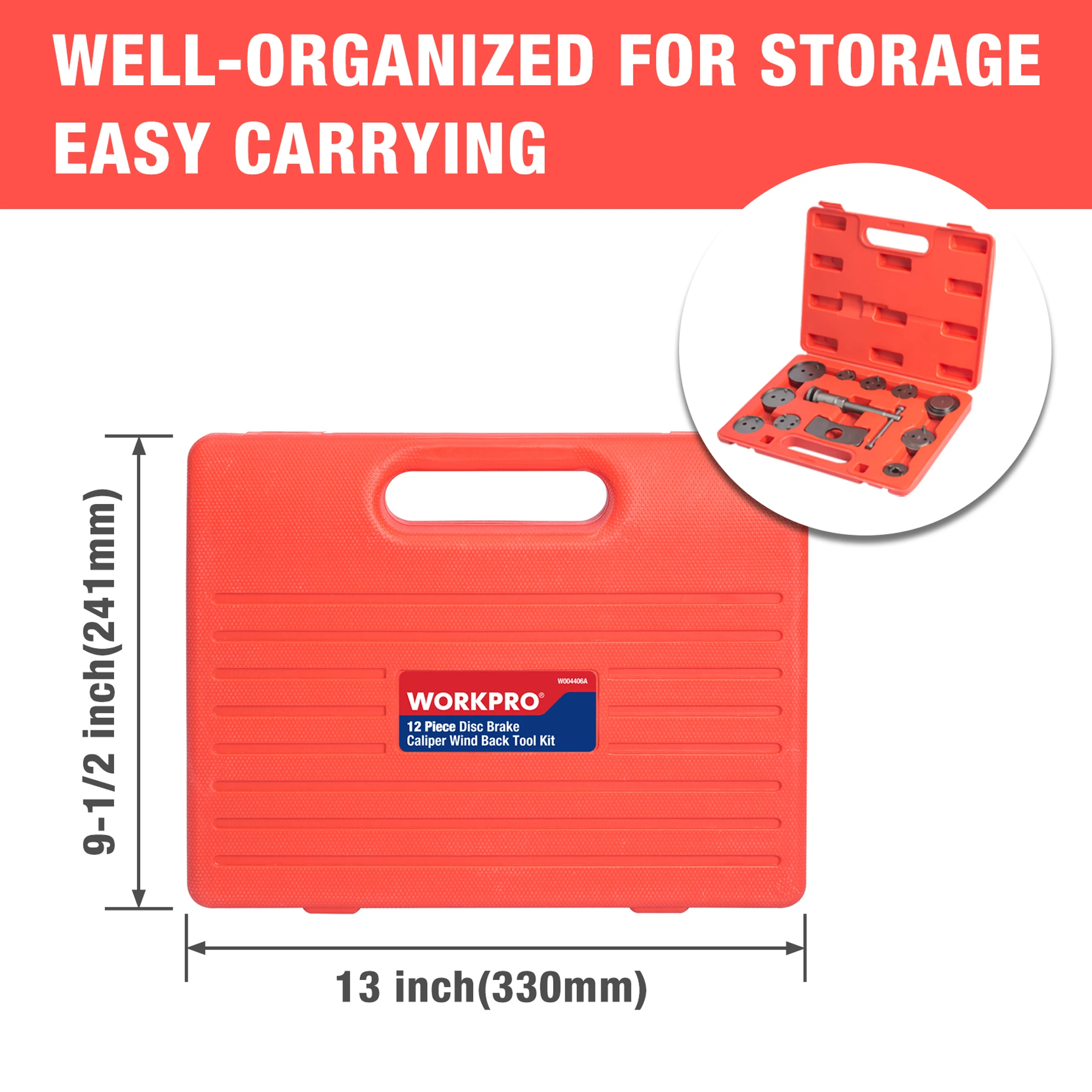 

WORKPRO 12PC Universal Auto Car Disc Brake Caliper Wind Back Brake Piston Compressor For Car Hand Tool Repair Tool Kit