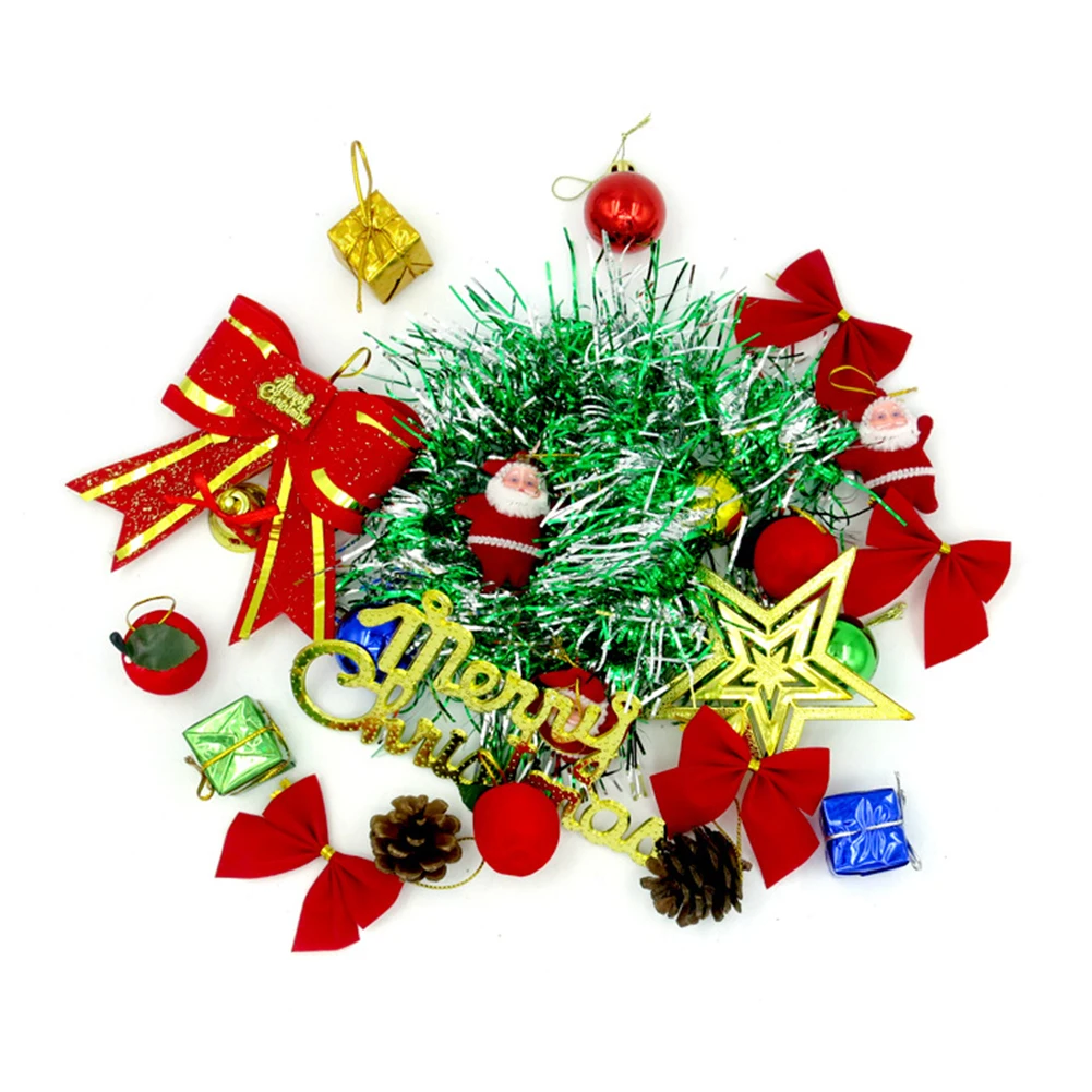 

23Pcs Creative Christmas Tree Glitter Ornaments Santa Star Ball Bowknot Hanging Christmas New Year Party Decoration Supplies